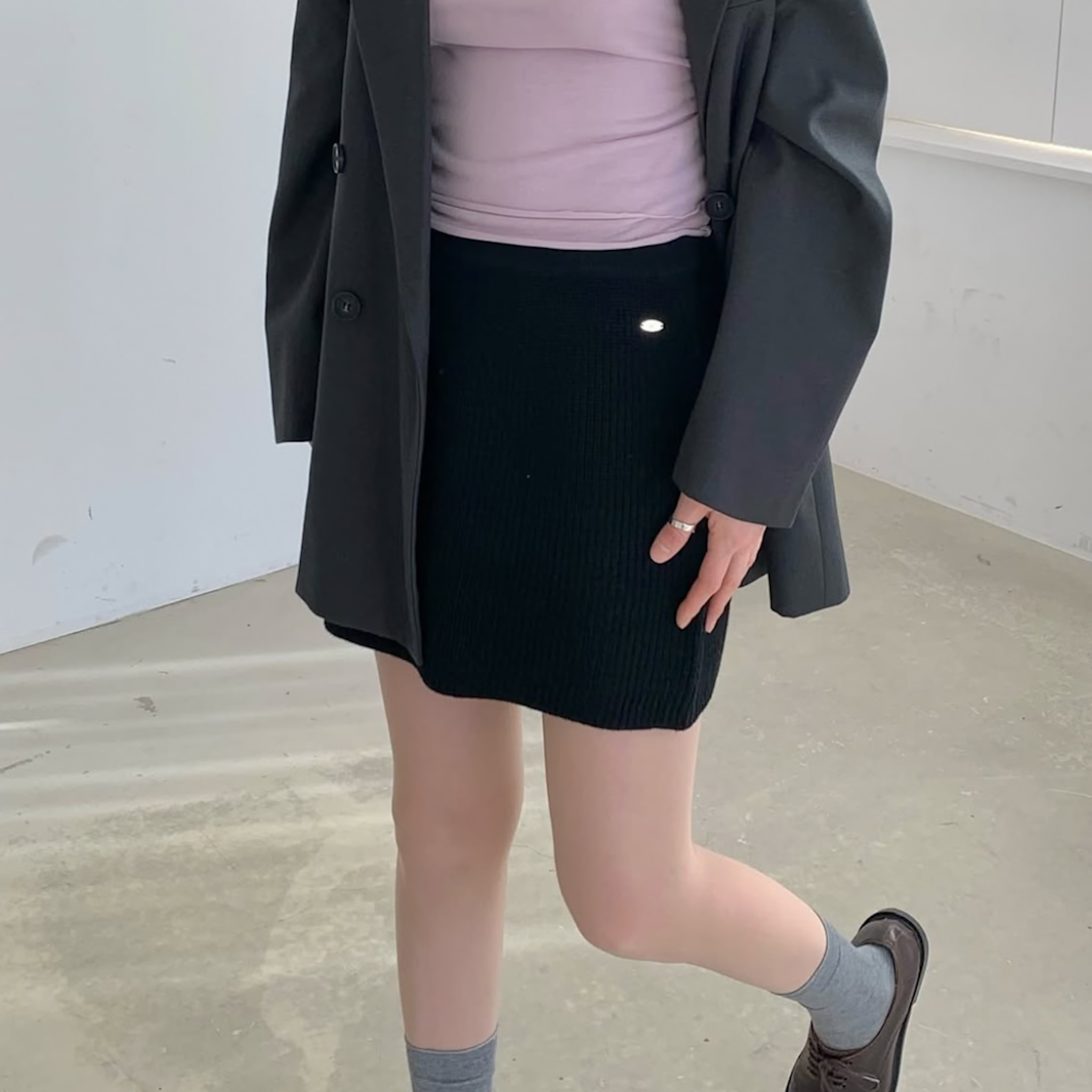 側小標針織短裙(三色)