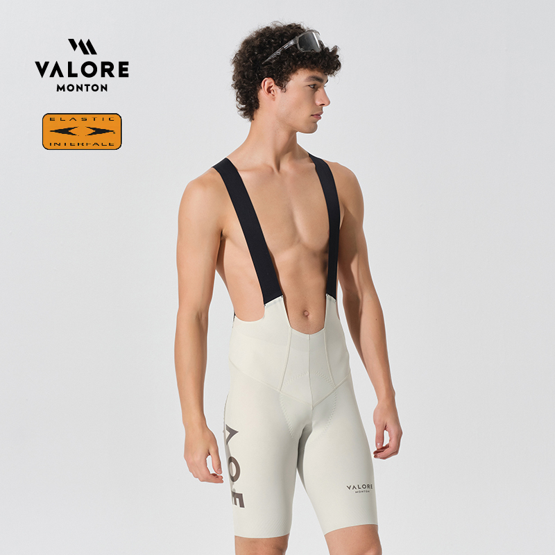 新月淺卡其男款背帶短褲