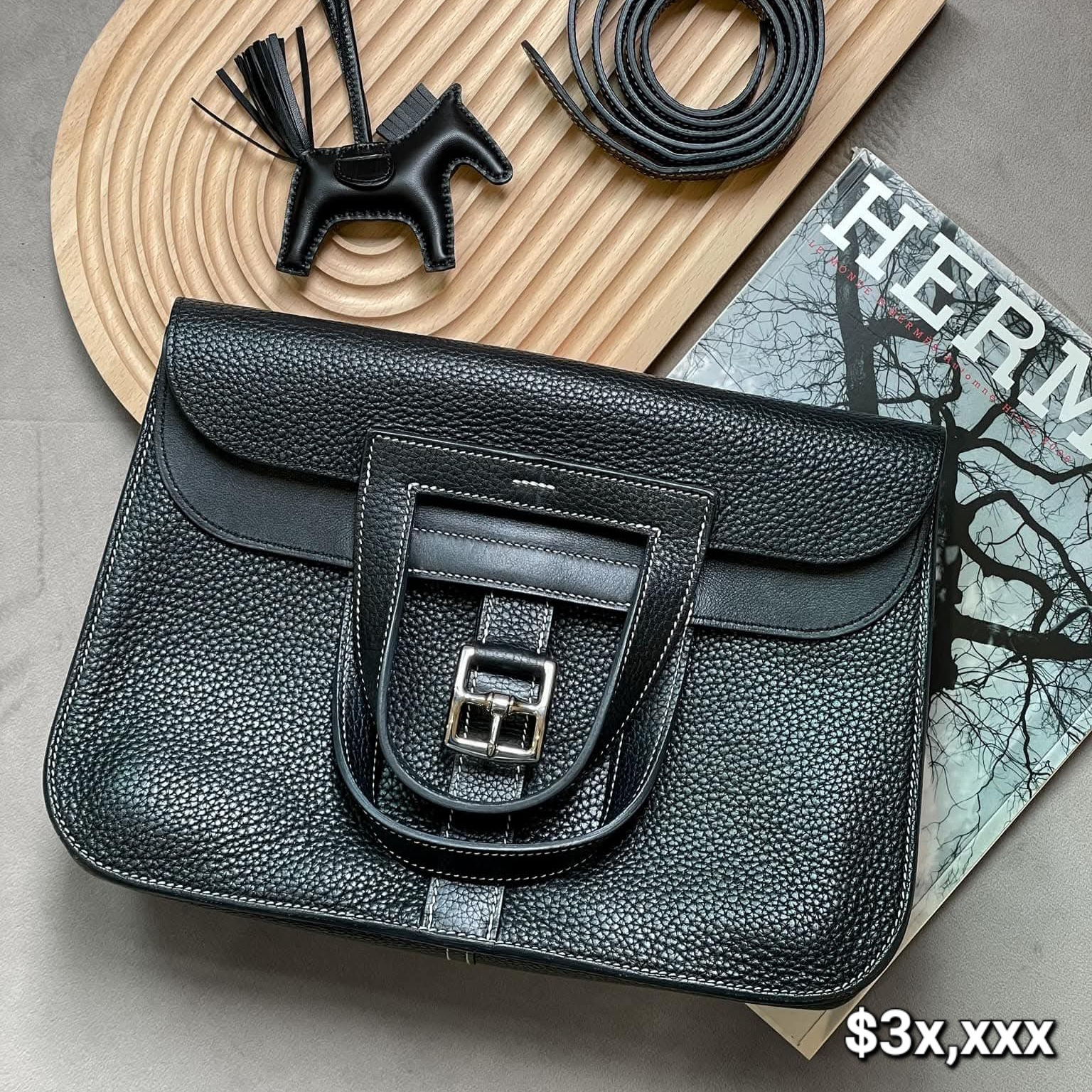 Preloved Hermès Halzan 31 Taurillon Clemence Black PHW HK$3x,xxx (HK$2,000 即時落訂)