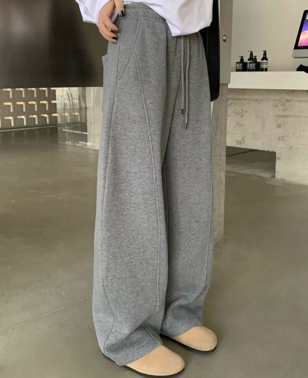 0020 寬管剪裁壓線休閒褲（新繭型棉褲