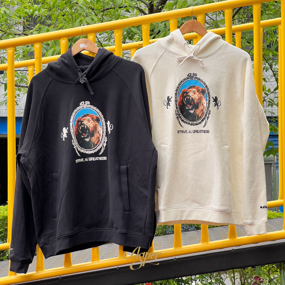 NIKE x LeBron James 刺繡純棉 獅子帽T 黑 FB7124-010 白 FB7124-027