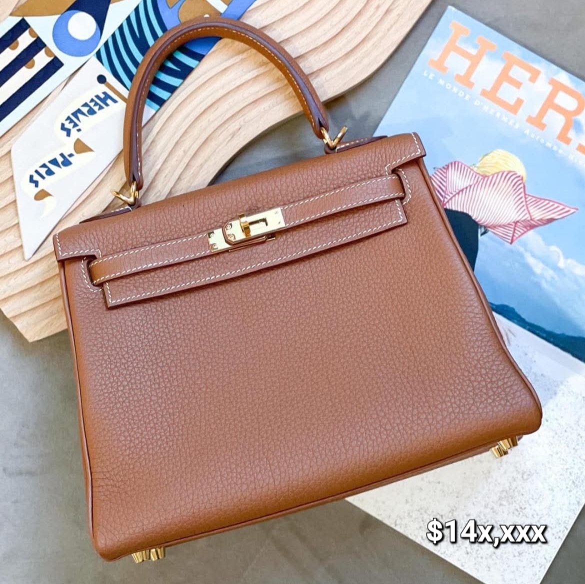 Preloved Hermes Kelly25 Togo Leather Gold GHW  HK$14x,xxx (HK$2,000 即時落訂)