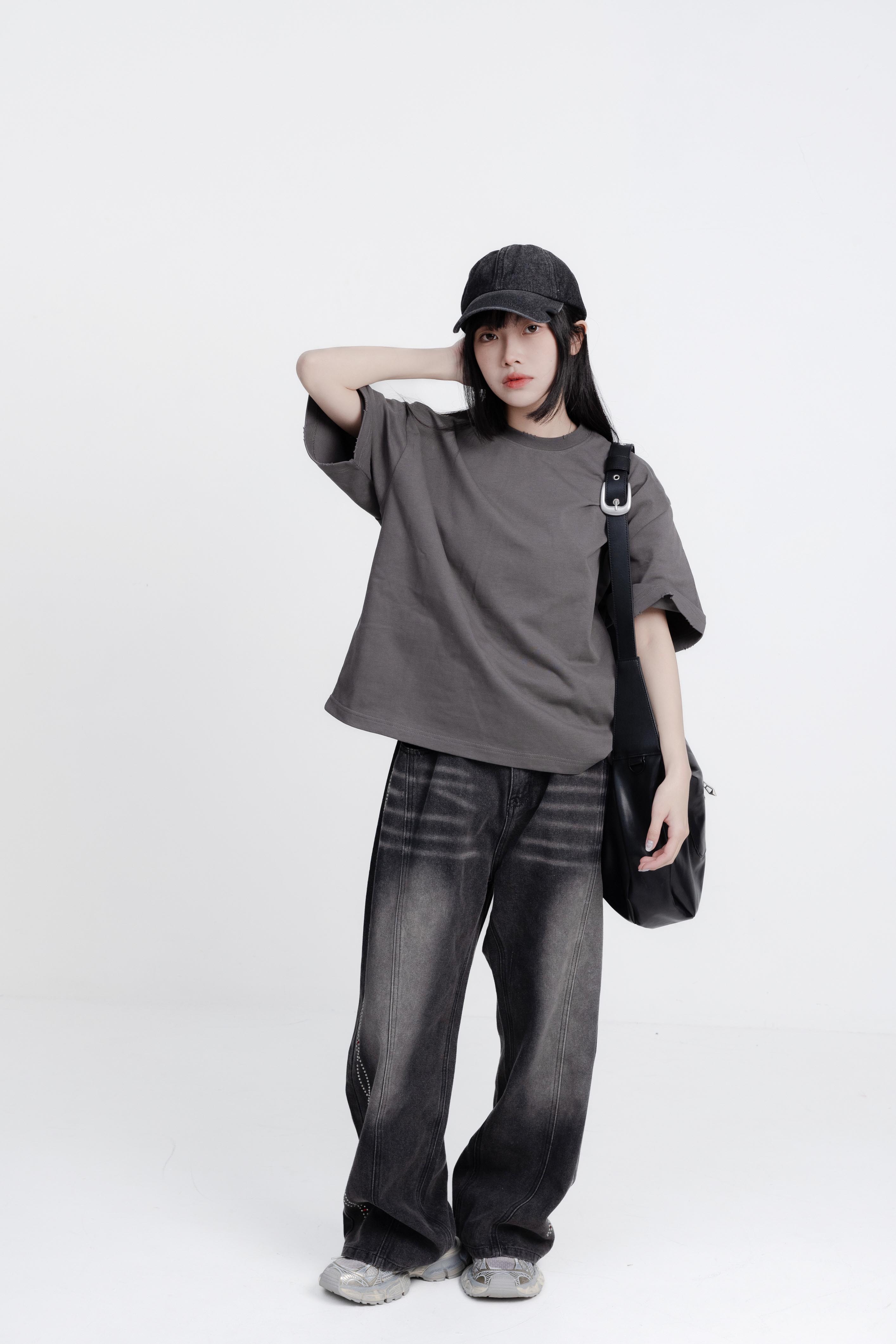 SIMON MADE TS-2405 VINTAGE 基礎 寬短 破壞 BOXY 短T