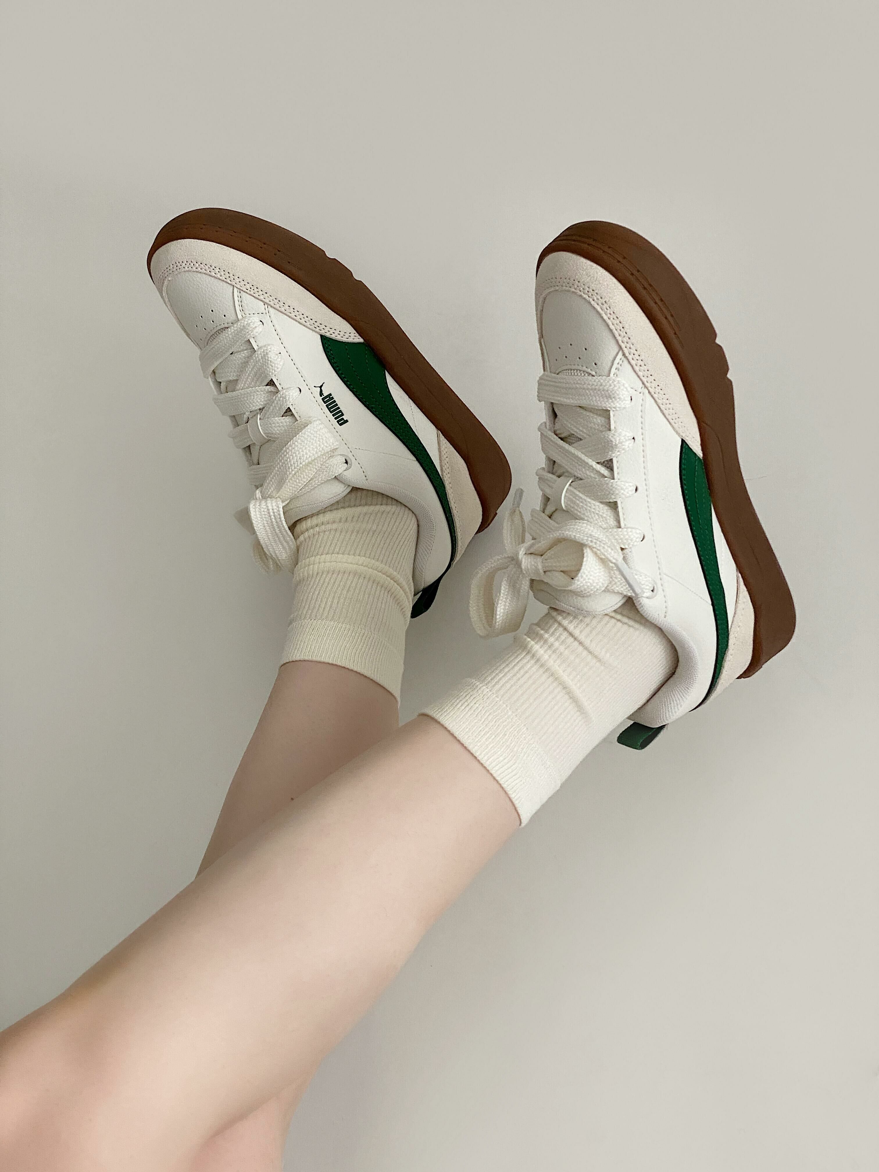 Puma Park Lifestyle 牛油果吐司 墨綠色 米白色 皮革 焦糖底 復古 麵包鞋 德訓鞋 397262-02/預購