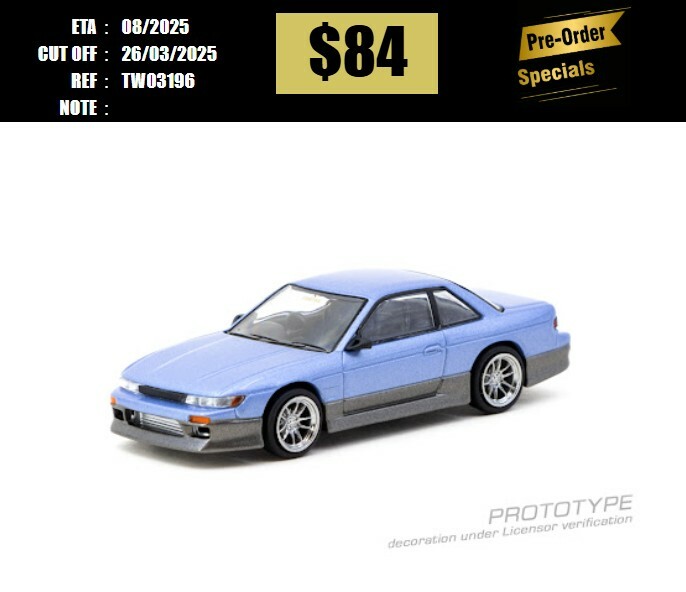 PO-$84 * TARMAC * 1:64 VERTEX Nissan Silvia (S13) Blue / Grey [OD19/03]