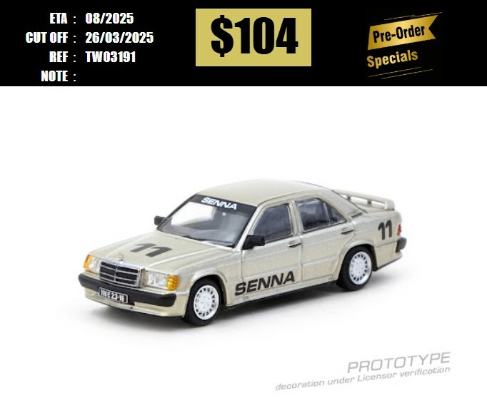 PO-$104 * TARMAC * 1:64 Mercedes-Benz 190 E 2.3-16 Race of Champion 1984 Ayrton Senna [OD19/03]