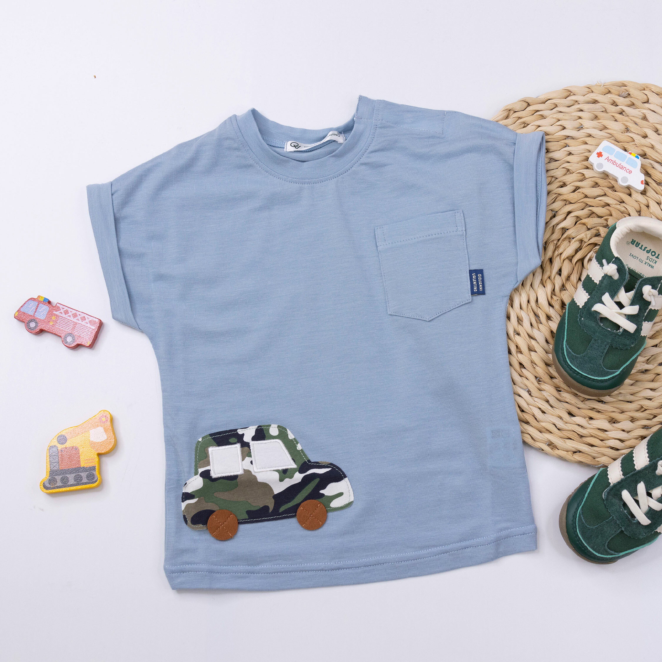 范侖鐵諾【32038】迷彩汽車反褶袖天絲上衣＊二色