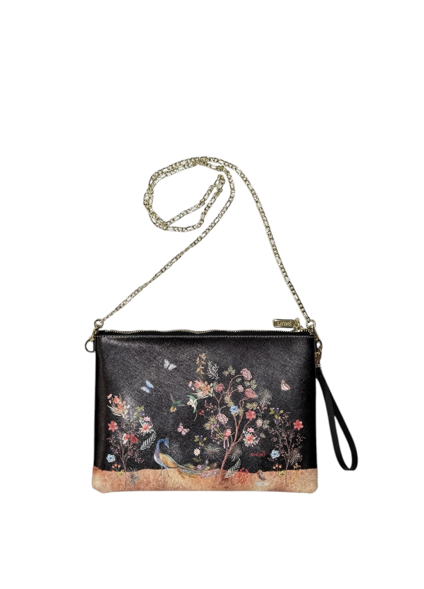 SHUKI peacock blossom leather clutch