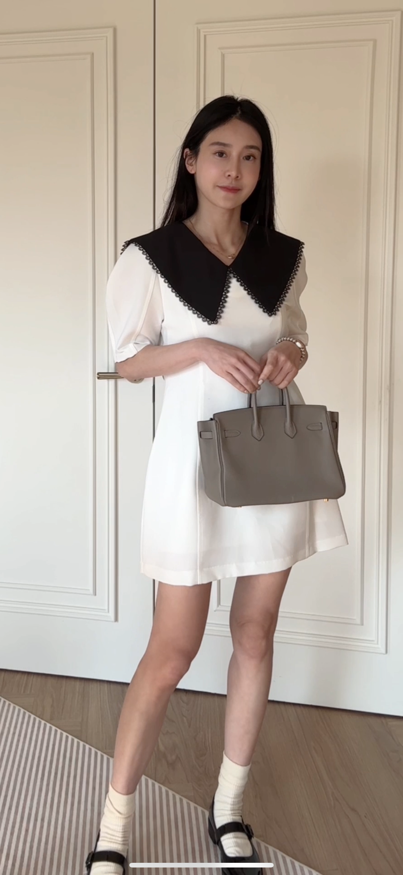 泡泡袖撞色寬領短洋*絕版現貨