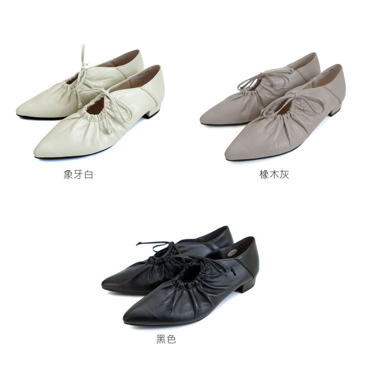 優雅氣質 日本製真皮尖頭蝴蝶結芭蕾舞鞋 【PO-PTN5974】