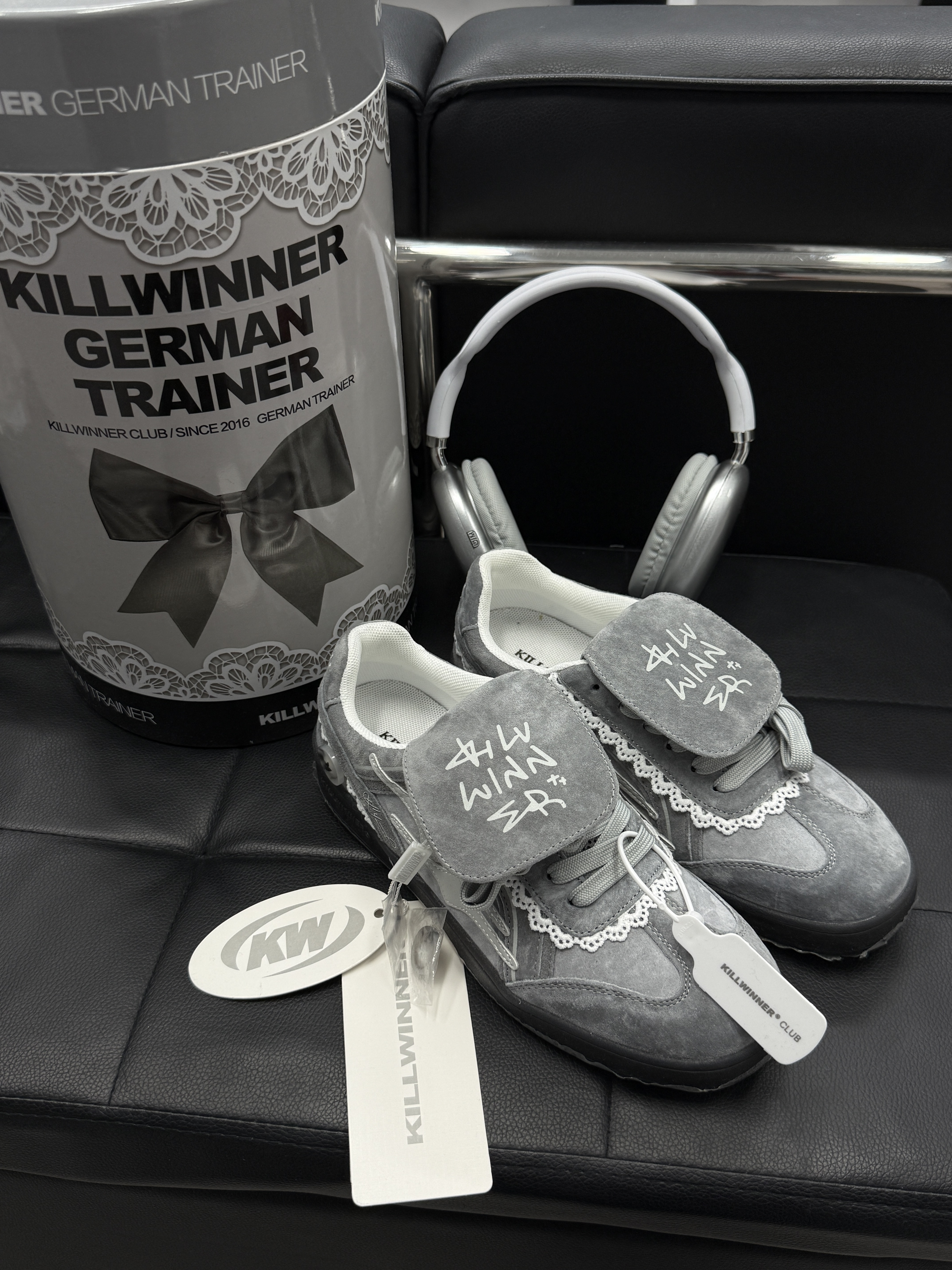 killwinner 灰色 德訓鞋 麂皮 kwdx240403 緞帶絲綢 張員瑛同款