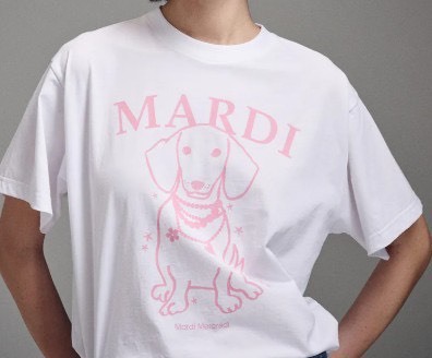 韓國 MARDI MERCREDI 正面 描邊 臘腸 狗印花 短TEE