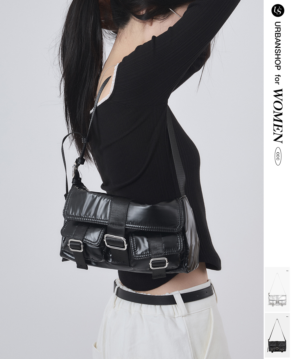 GLOSSY STRAP SHOULDER BAG