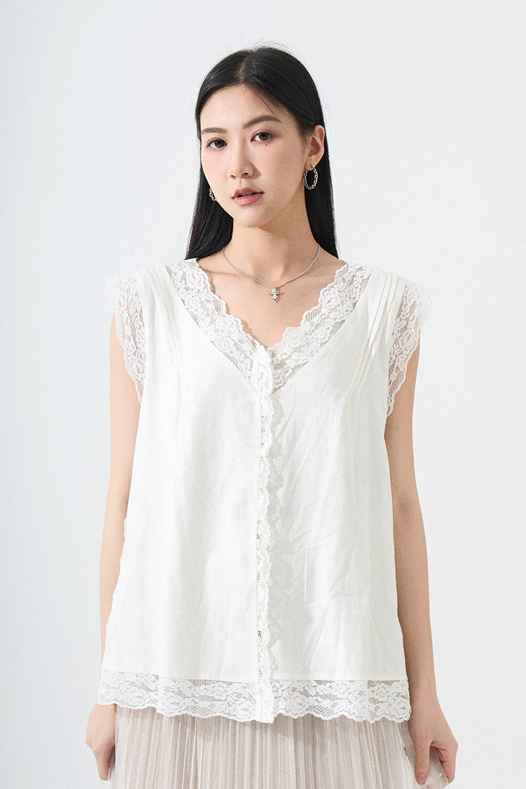 蕾絲花邊開胸背心 (*現貨款式）