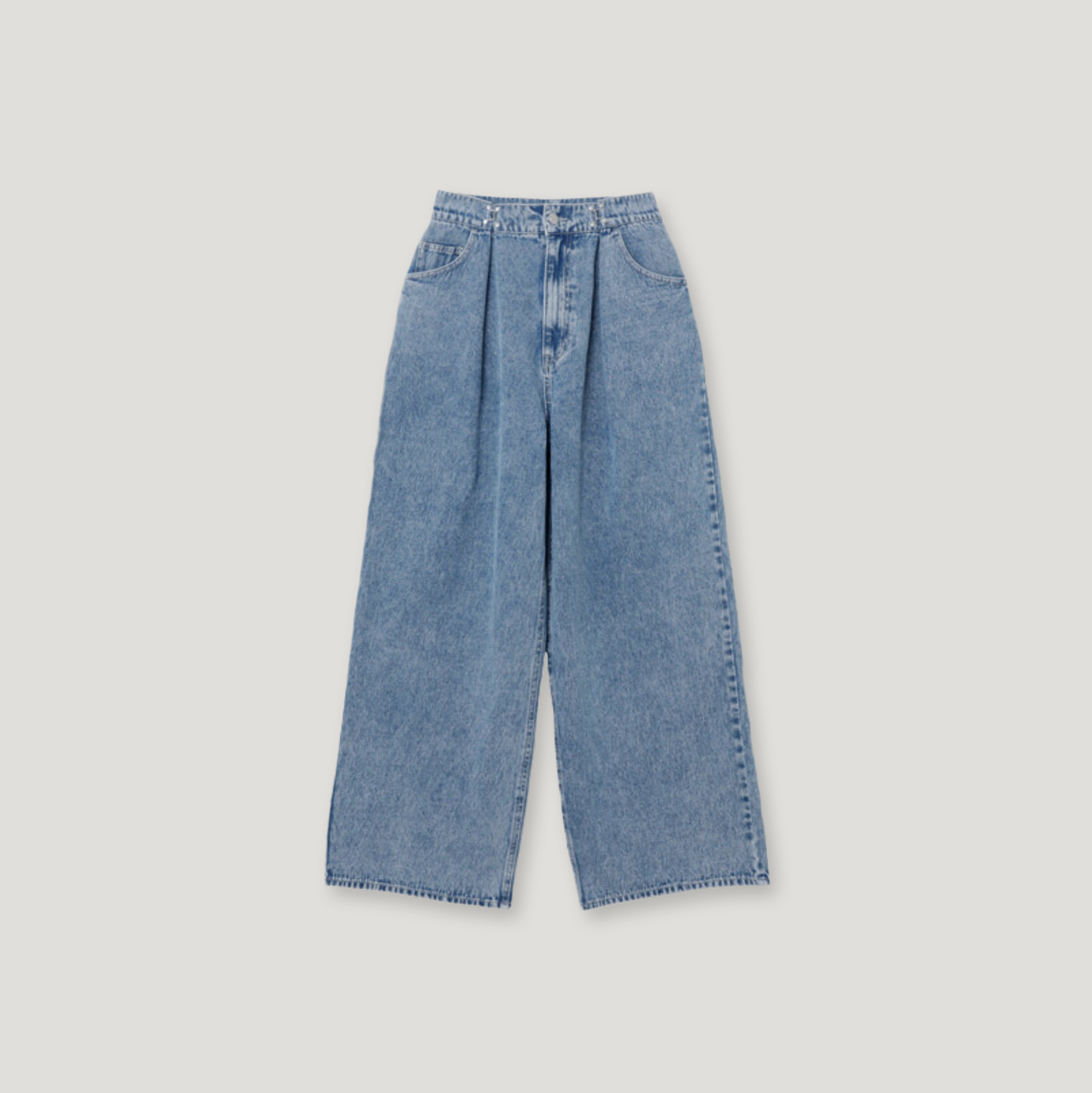 J.P.L. 高腰鉤扣硫化染丹寧寬褲