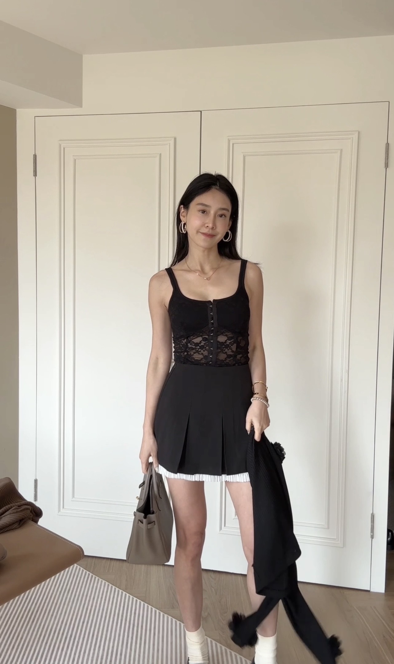 拼接百褶學院裙*少量現貨