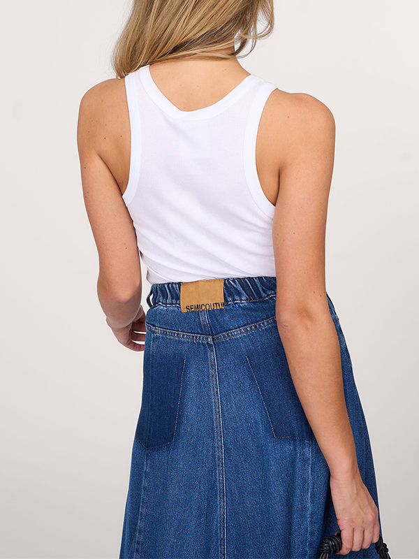 Semicouture 亮鑽LOGO背心(白)