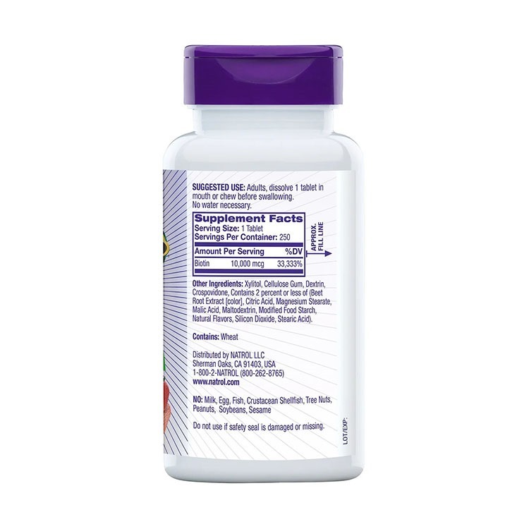 Natrol Biotin 10,000 mcg. Fast Dissolve Tablets, 250 Tablets