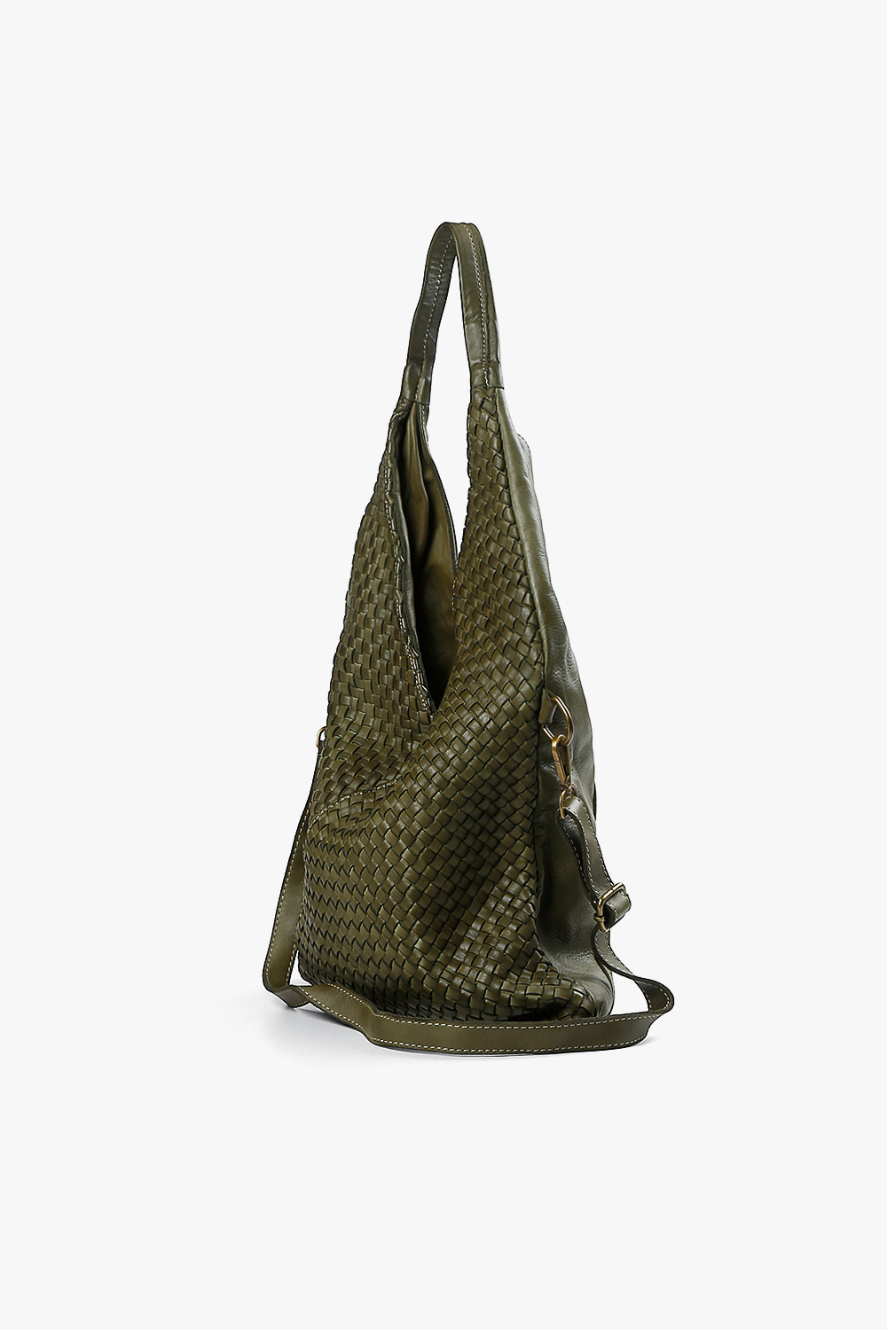 LORENA 編織交叉肩背包 深綠