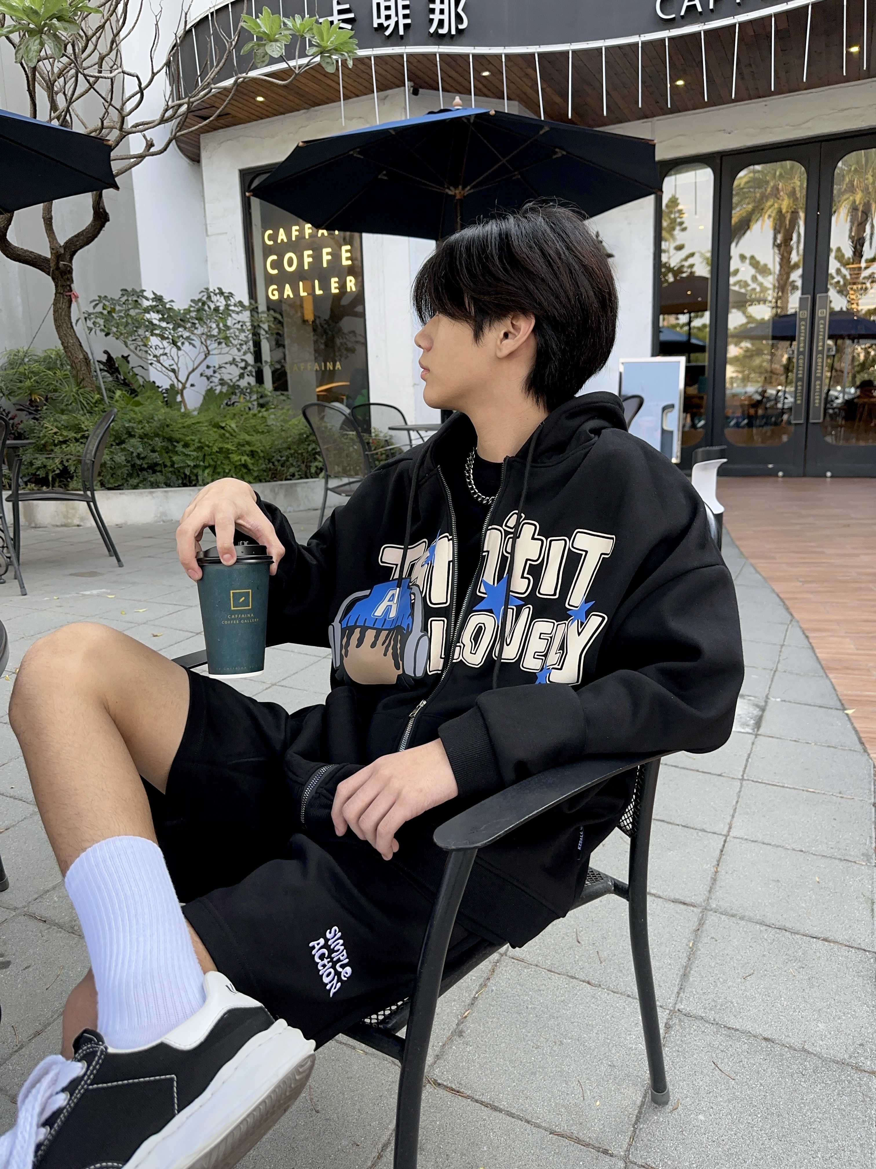 - simpleaction - Isn'tit字母印花棉外套