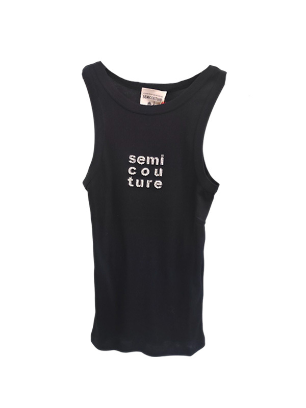 Semicouture 亮鑽LOGO背心(黑)