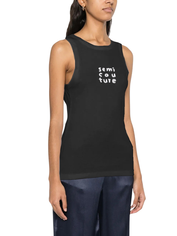 Semicouture 亮鑽LOGO背心(黑)