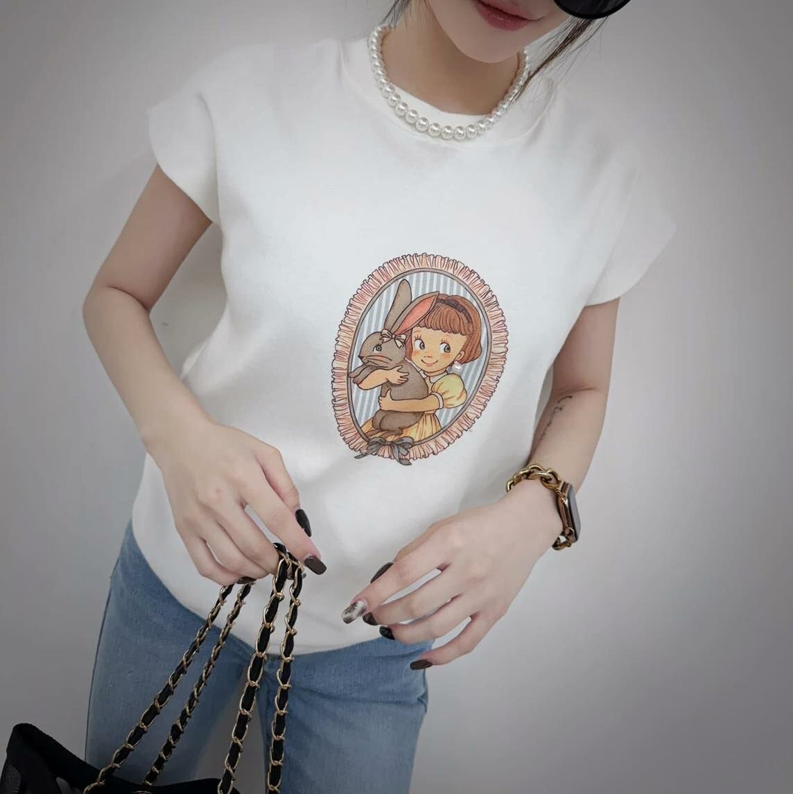 【質感超好的可愛女孩彈性棉tee】（現貨）