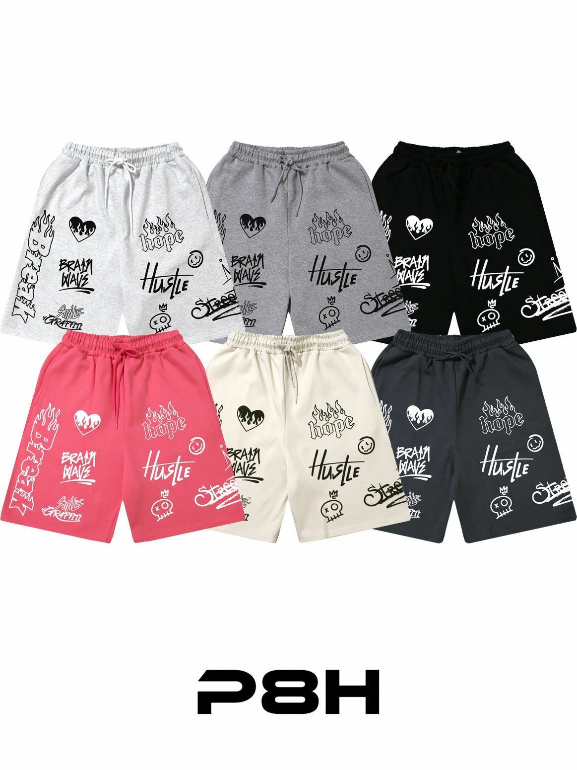 英文字圖案短褲 PLUS82HIYA-128P