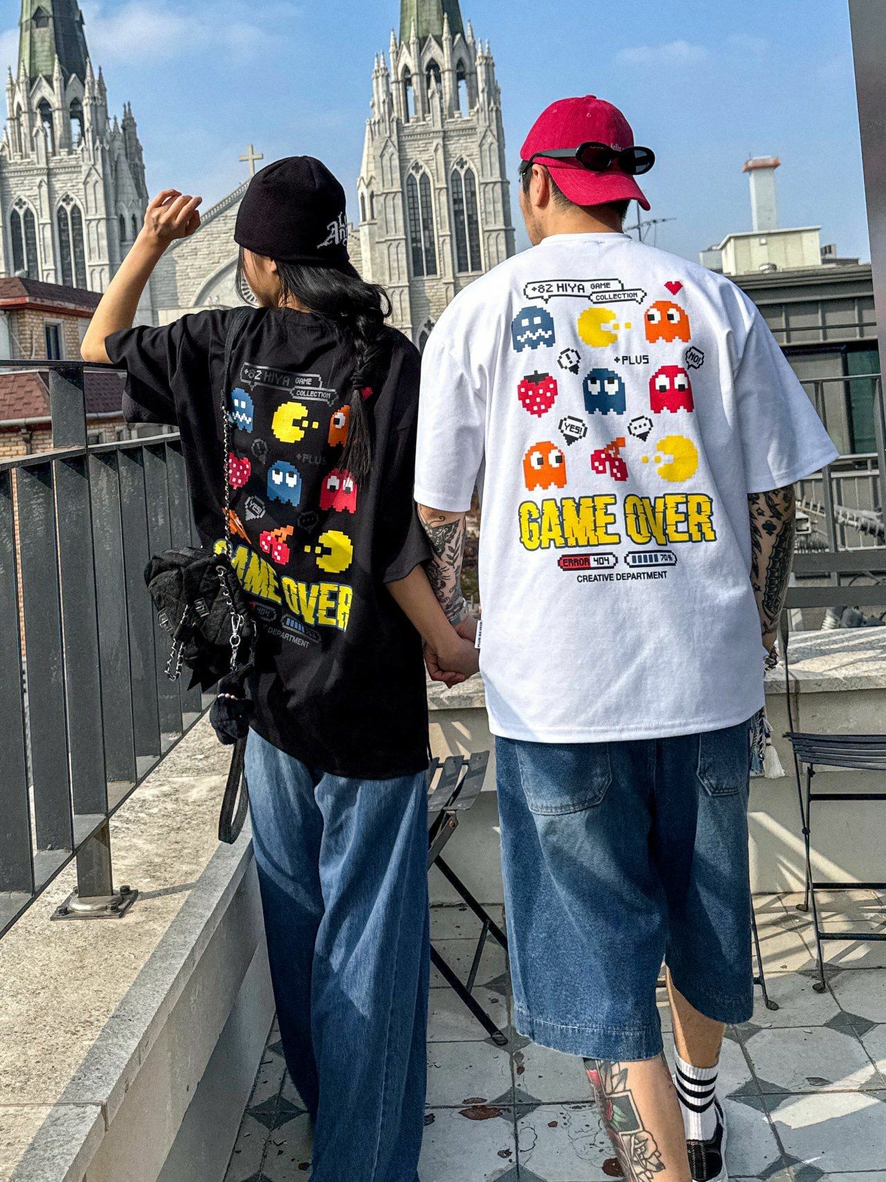 英文字食鬼圖案短袖Tee PLUS82HIYA-129T