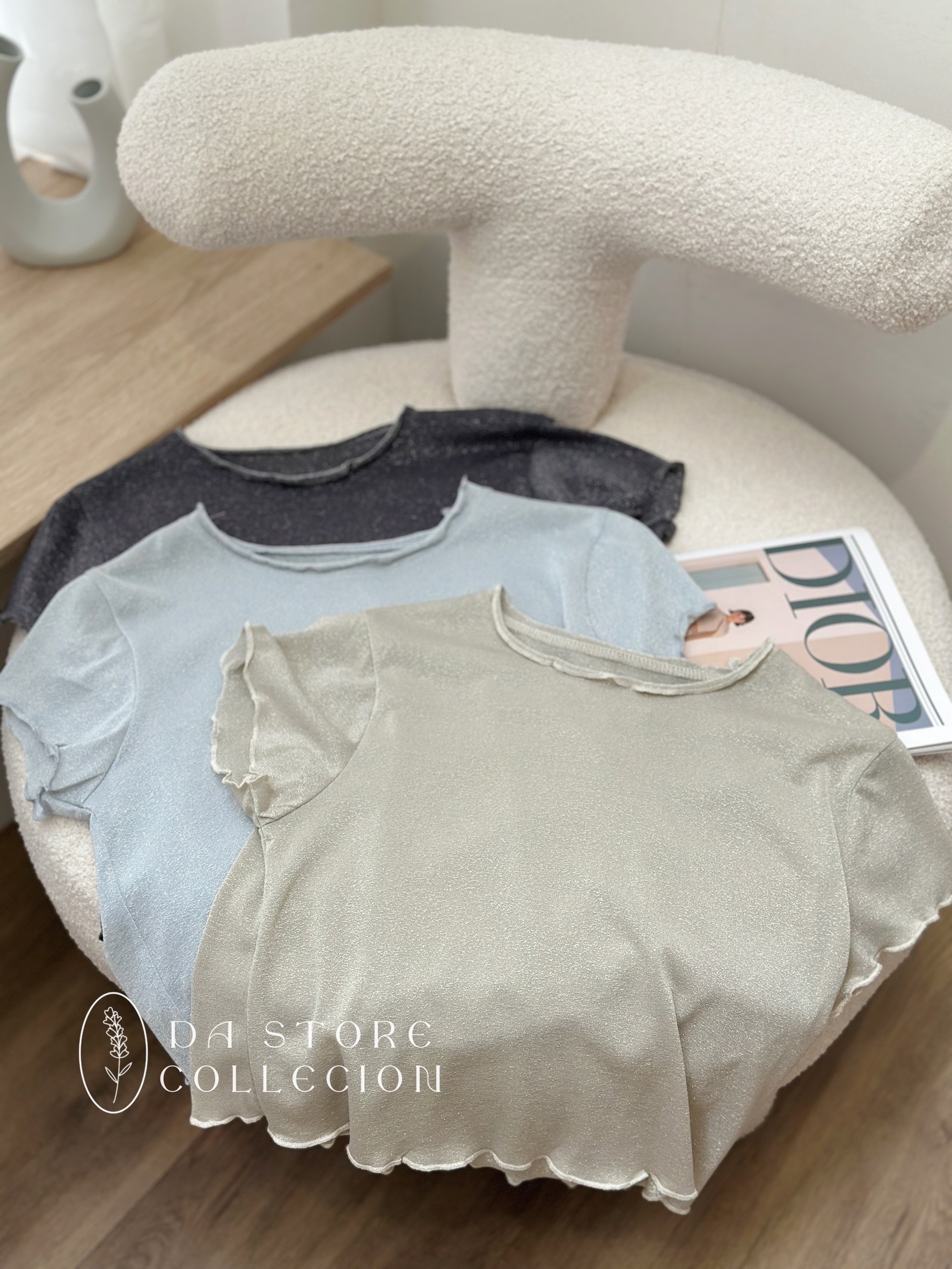 細閃金蔥透膚木耳上衣/三色