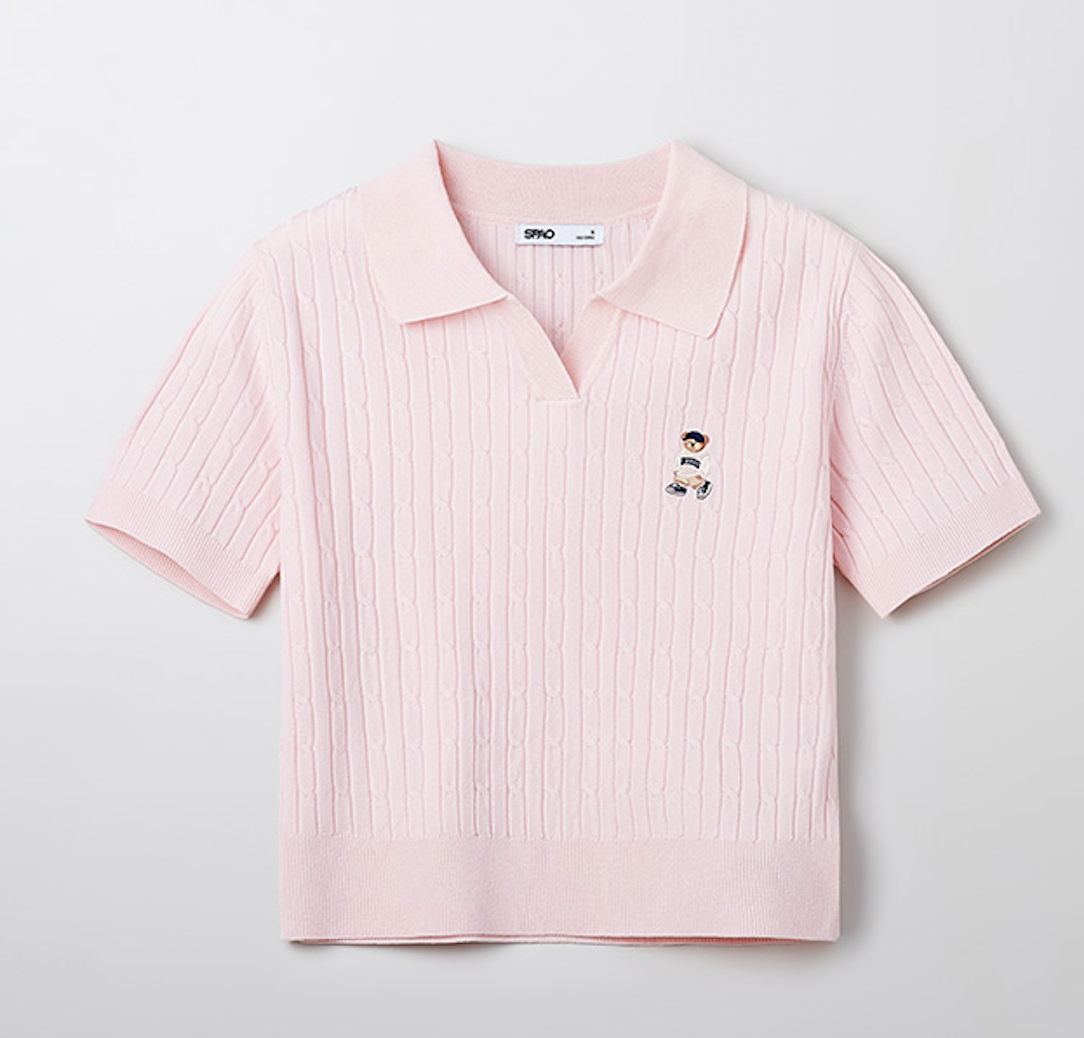 【品牌現貨清倉大折扣】【SPAO】Cable half-open short sleeve knit