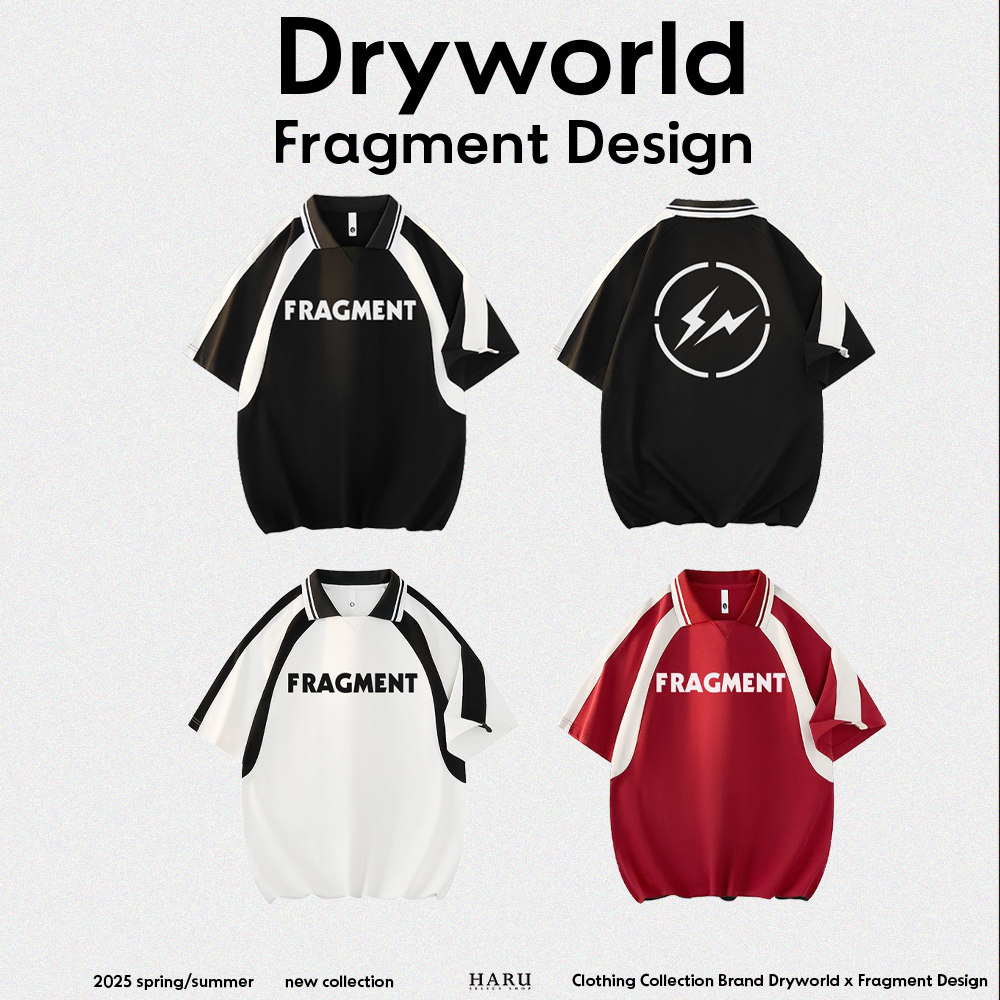 聯名 Dryworld X Fragment Design 閃電LOGO 翻領 POLO衫 球衣 美式復古 大學校隊 短袖上衣 FD-XYT3189T3029