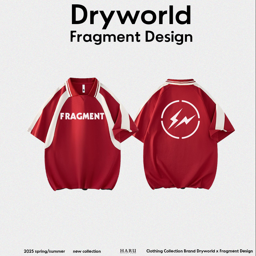 聯名 Dryworld X Fragment Design 閃電LOGO 翻領 POLO衫 球衣 美式復古 大學校隊 短袖上衣 FD-XYT3189T3029