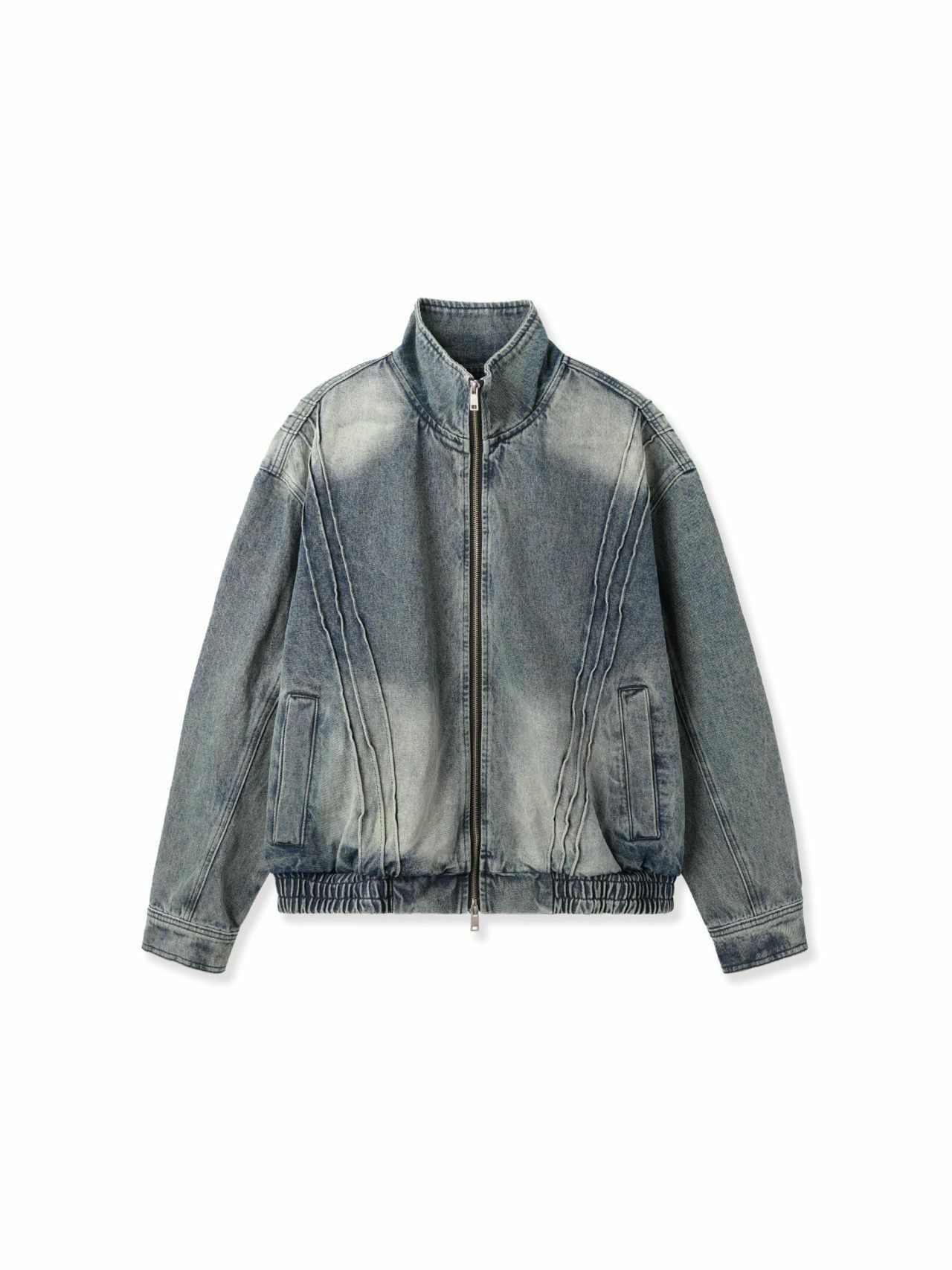 洗水企領拉鍊牛仔褸 Lowell-036JK