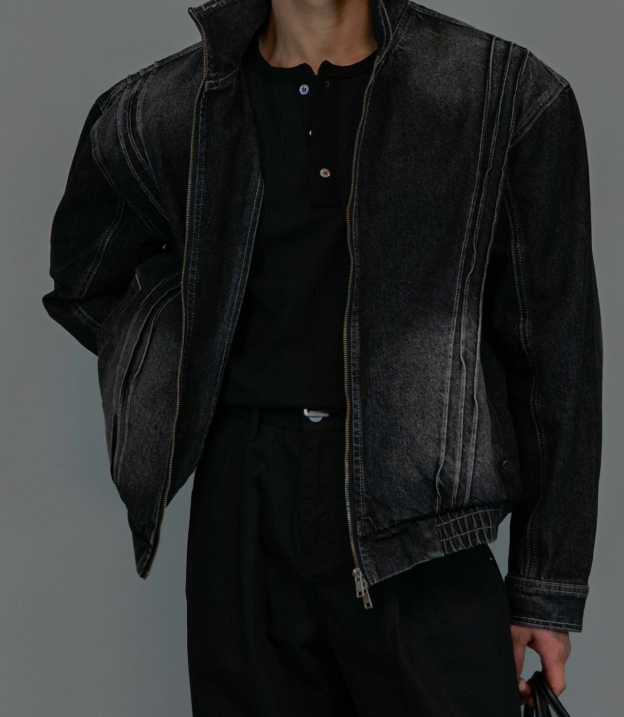 洗水企領拉鍊牛仔褸 Lowell-036JK