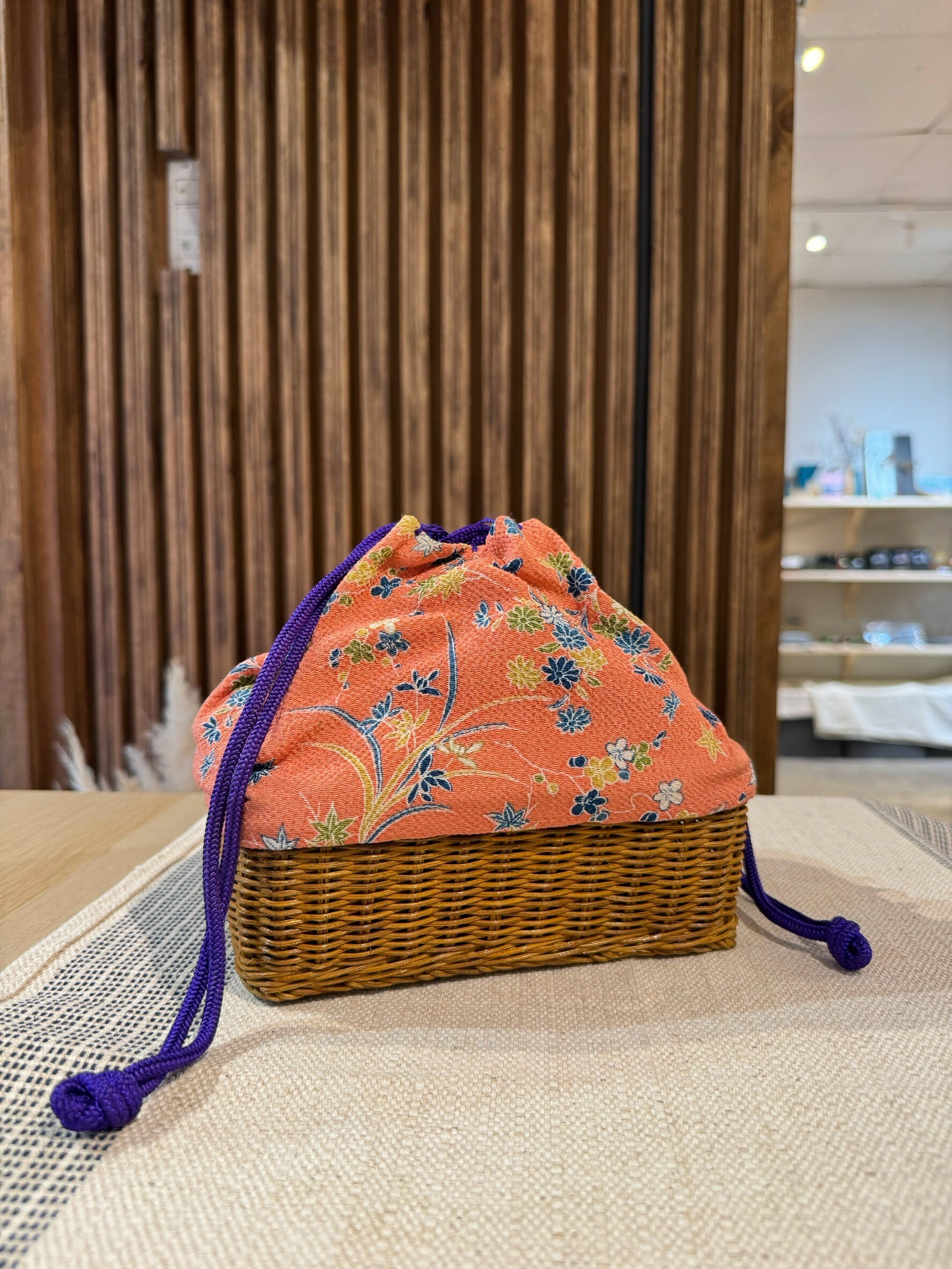 [etowa] 日系粉色編織束口袋