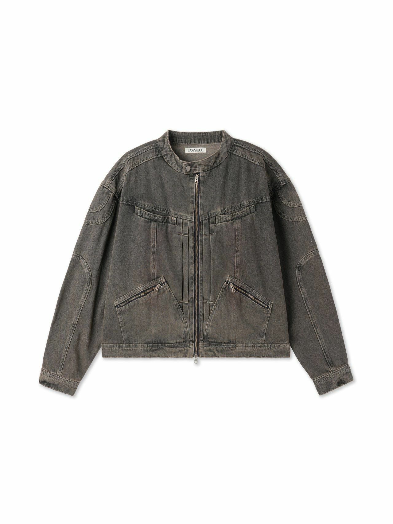 洗水企領拉鍊牛仔褸 Lowell-037JK