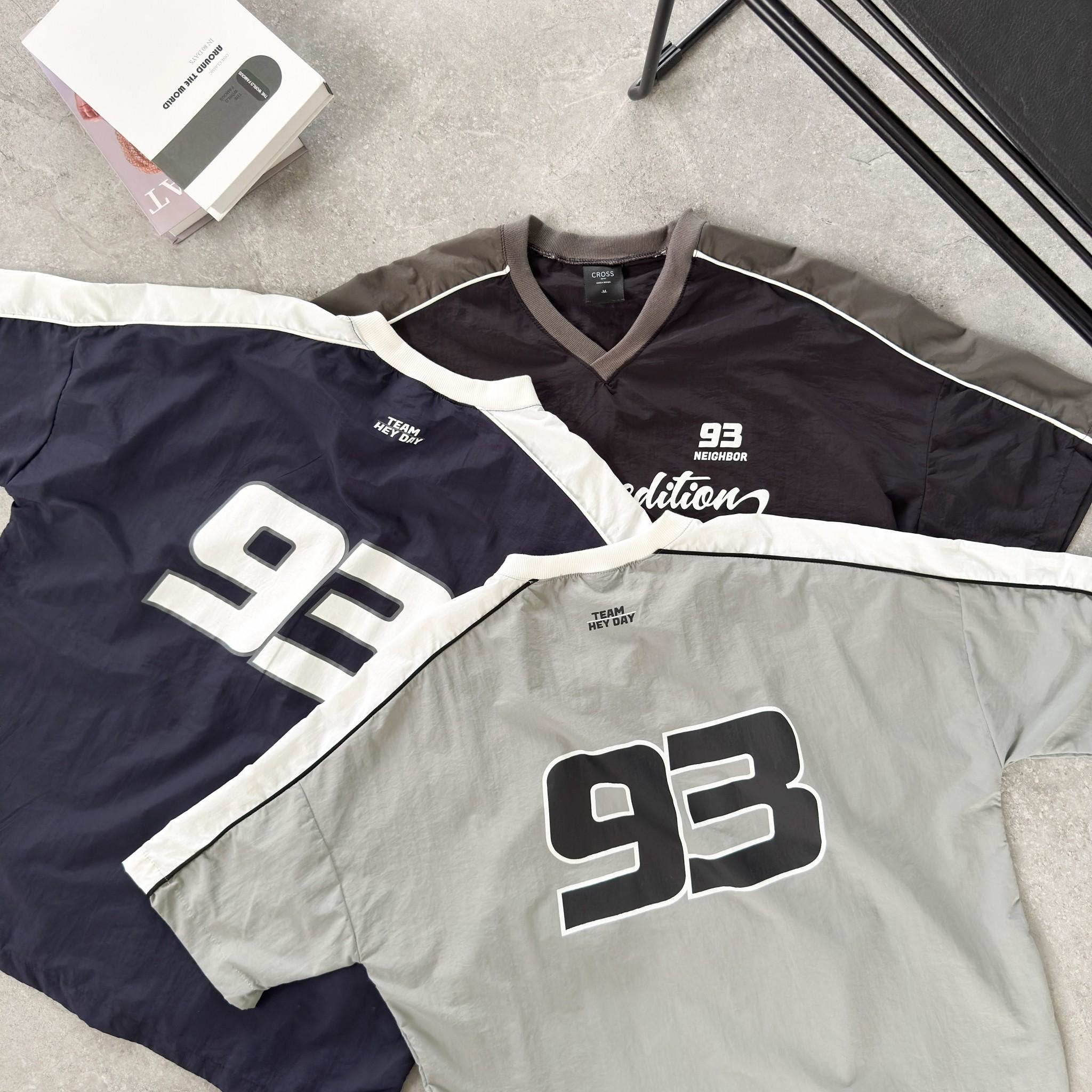 韓國短袖 棒球風 93 V領束口印花風衣 18863