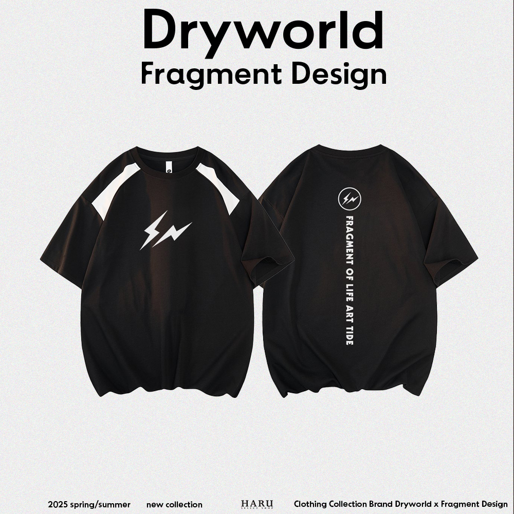 聯名 Dryworld X Fragment Design 閃電LOGO 美式復古 標語 訓練衣 圓領上衣 短袖上衣 FD-XYT319KT3028