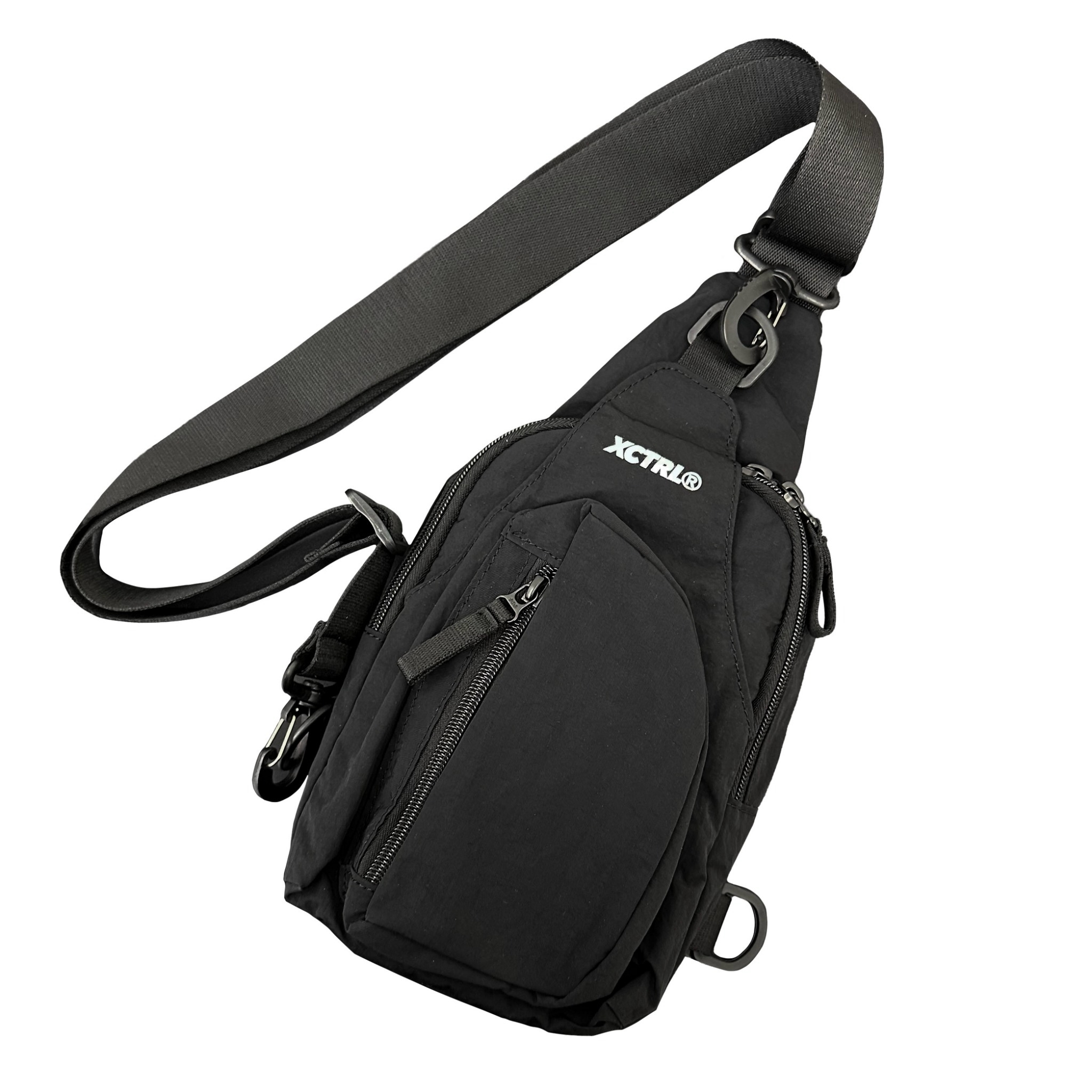 XCTRL 多收納徒步防水單肩包-黑