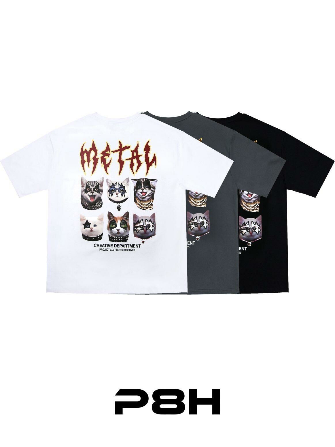 貓仔圖案英文字短袖Tee PLUS82HIYA-119T