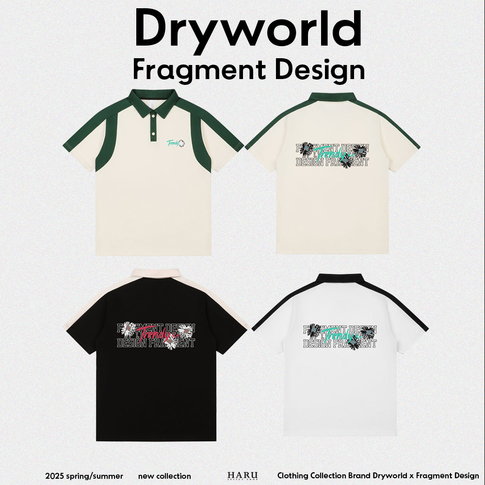 聯名 Dryworld X Fragment Design 閃電LOGO 雛菊 潮流 翻領 POLO衫 鈕扣 開襟 短袖上衣 FD-XYT319KT1052