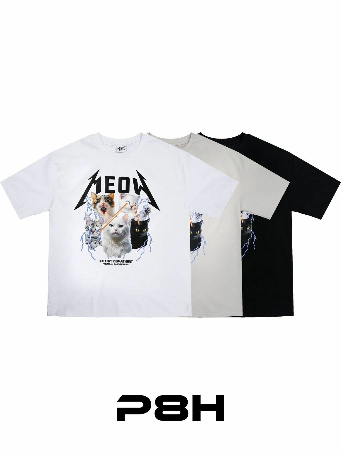 貓仔圖案英文字短袖Tee PLUS82HIYA-122T