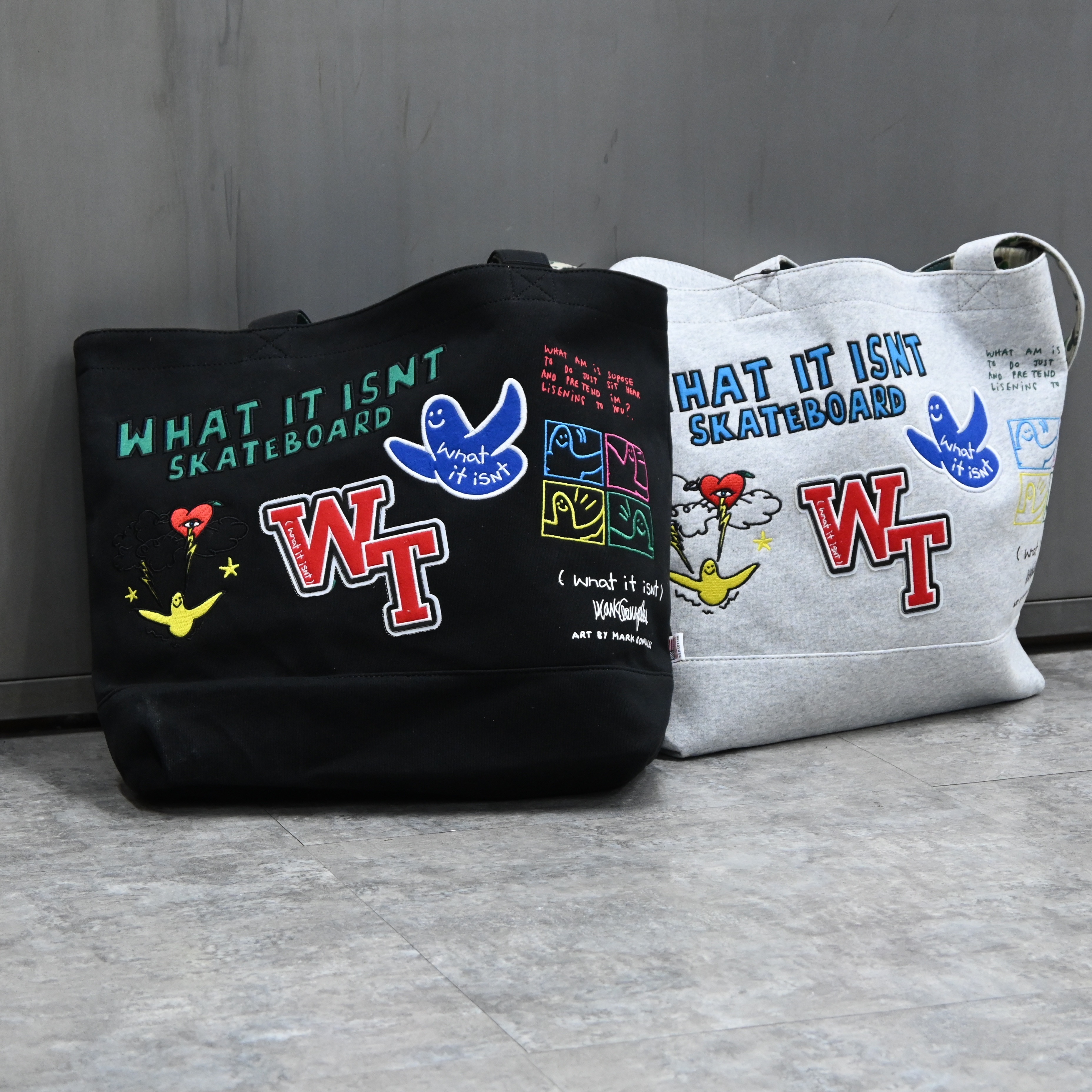(What it isNt) ART BY MARK GONZALES Reversible Embroidered patch tote bag