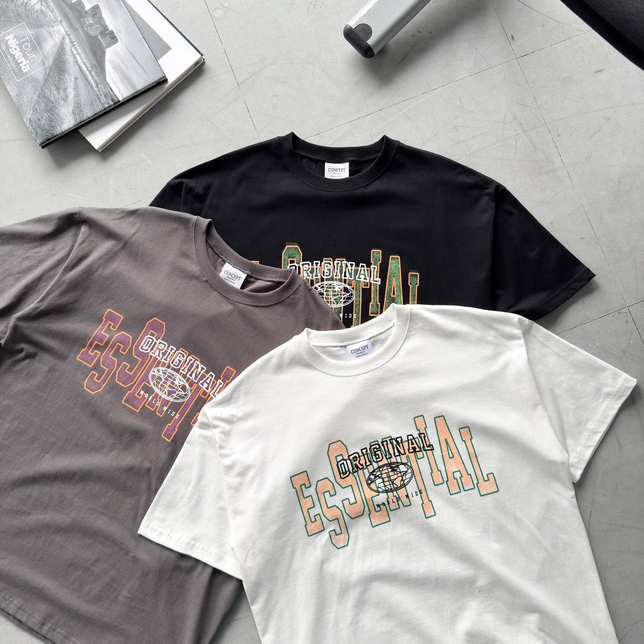 韓國短袖 Essential 撞色字短T 80839