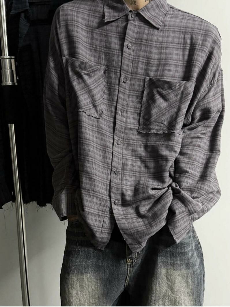 格仔長袖恤衫 C_y-094S