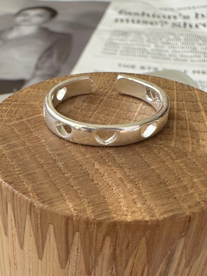 S925 heart hollow ring