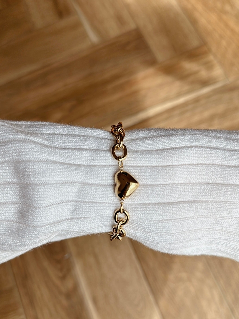 SS heart chunky chain bracelet