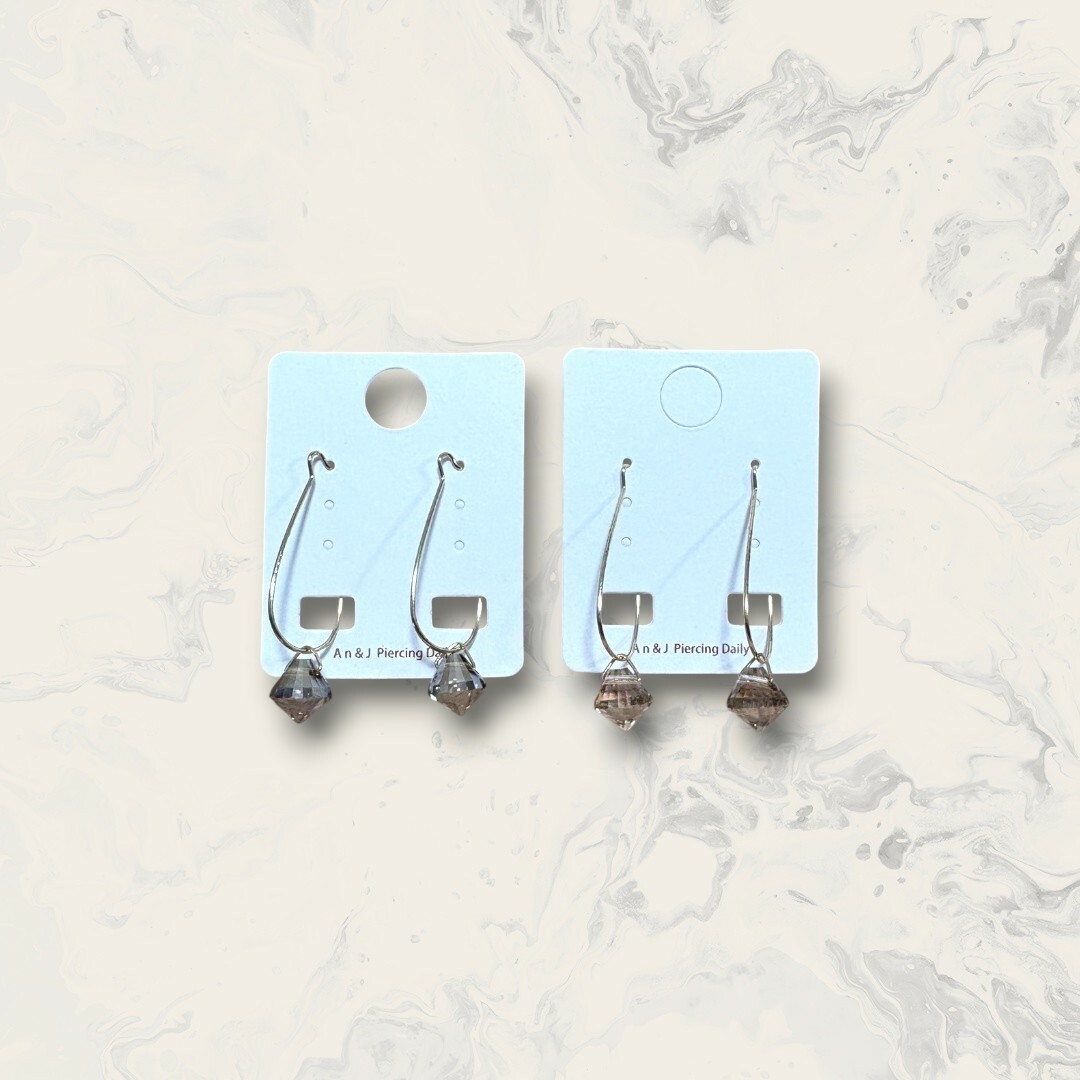 合金-金長圈吊多面菱型晶 2色