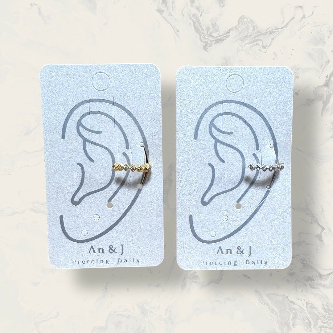 韓國直送耳骨夾 排列菱框小鋯 2色